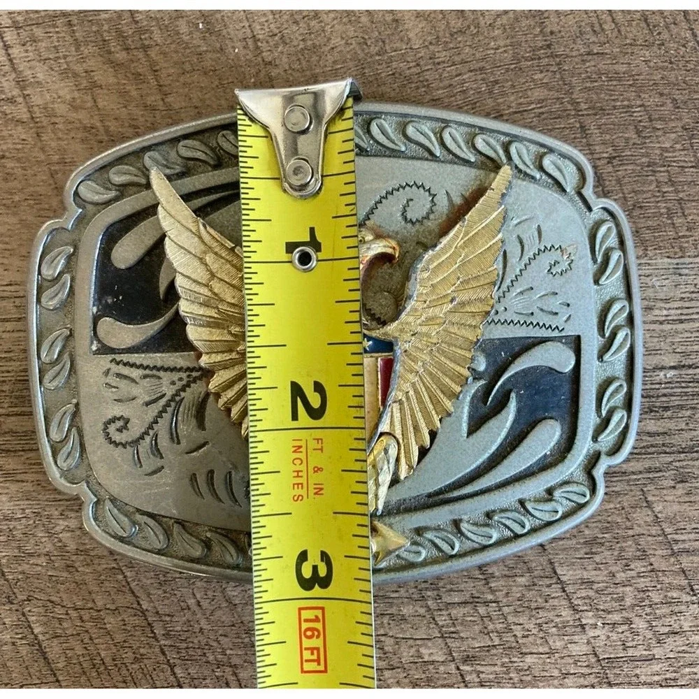 VTG Metal Buckle w/American Bald Eagle Emblem Engraved